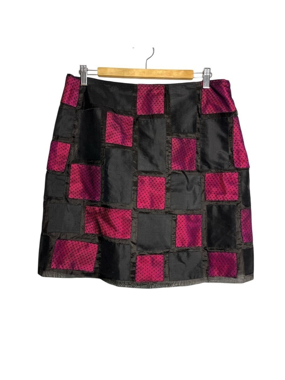 Tangerine Jill Retro Inspired Patchwork Quilt Silk & Lace Skirt, size 8